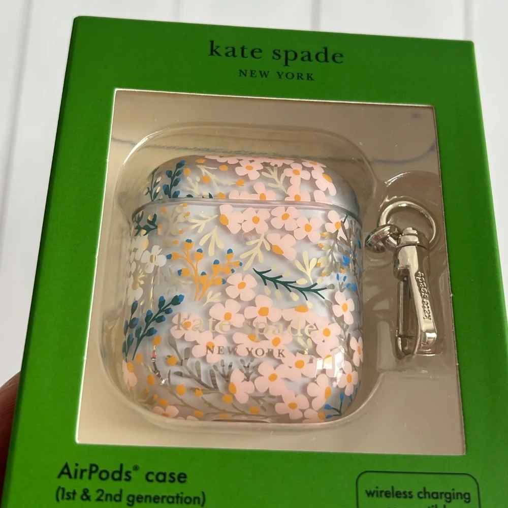 Kate Spade airpods case 1st & 2nd generation clear pink floral girly NEW